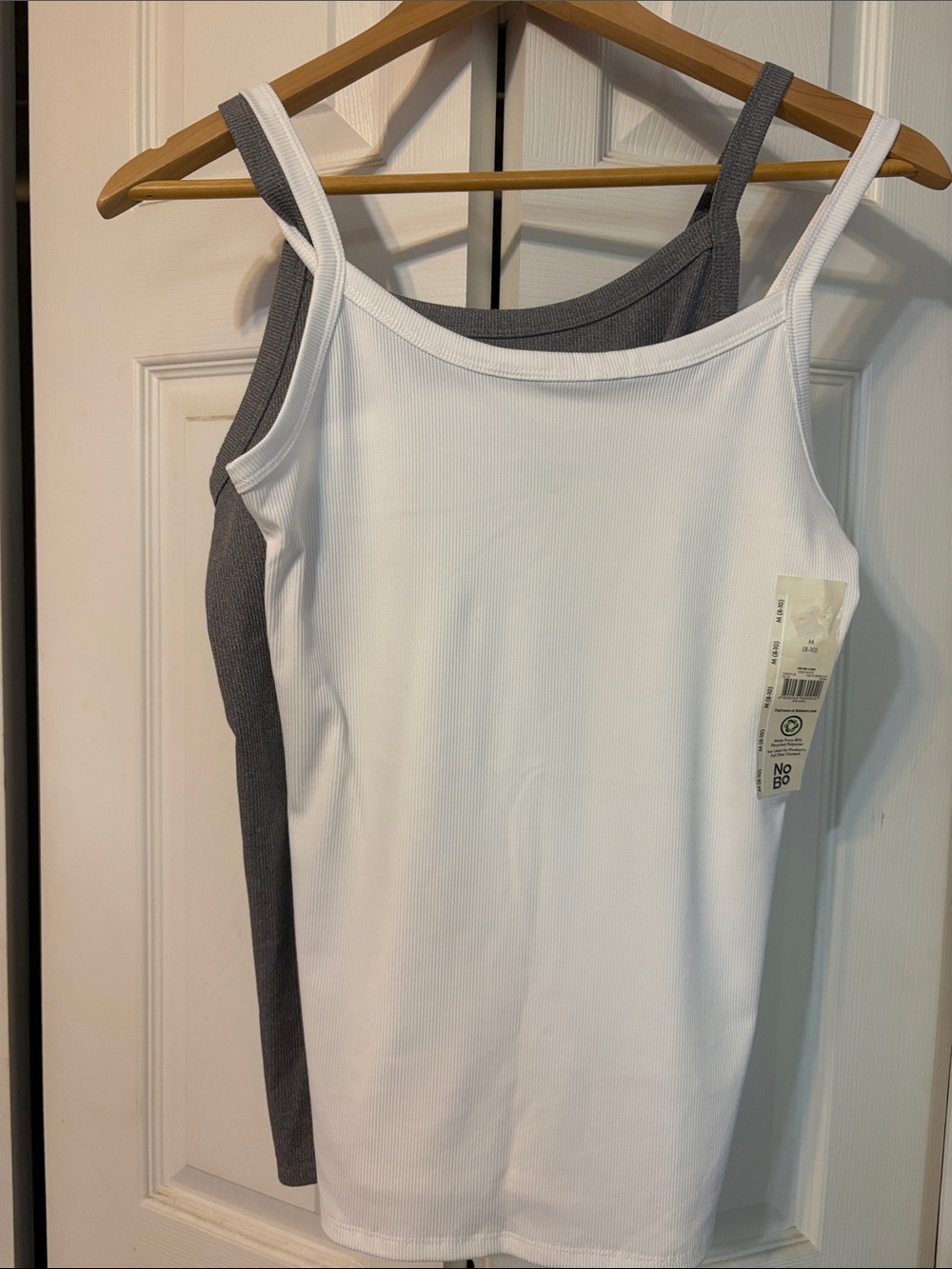 No Boundaries White & Gray Ribbed Camisole Duo